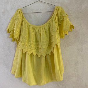 Yellow Cotton Off Shoulder Top